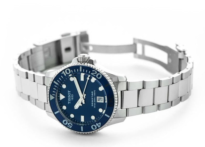Tissot Seastar 1000 Lady Blue Dial Silver Steel Strap Watch For Women - T120.210.11.041.00 Buy Now By Tissot