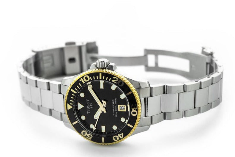 Tissot Seastar 1000 Black Dial Silver Steel Strap Watch For Men - T120.210.21.051.00 Buy Now By Tissot
