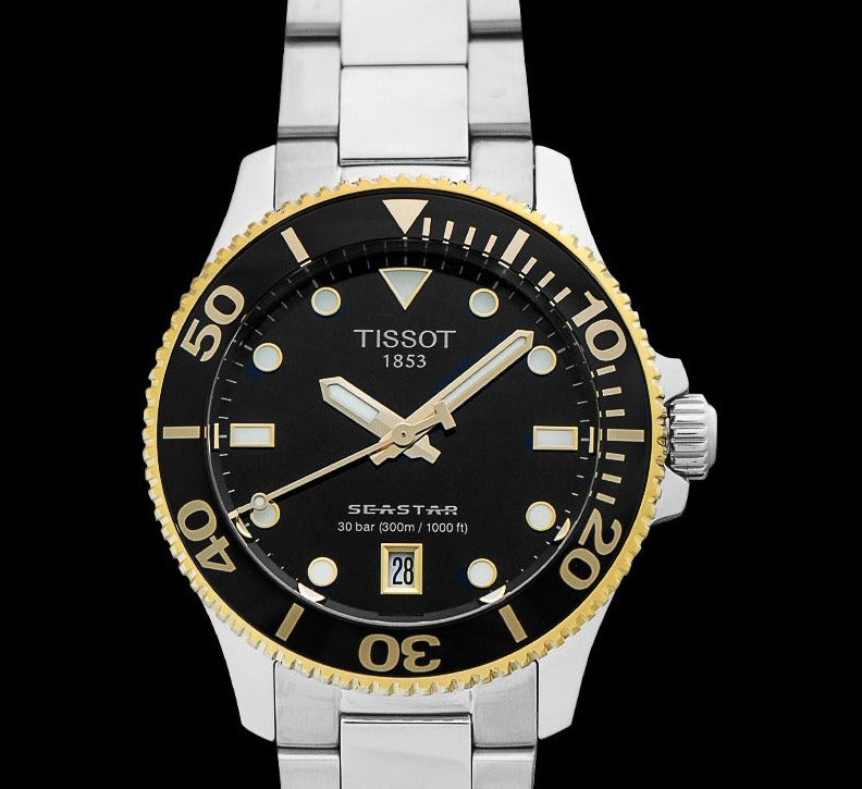 Tissot Seastar 1000 Black Dial Silver Steel Strap Watch For Men - T120.210.21.051.00 Buy Now By Tissot