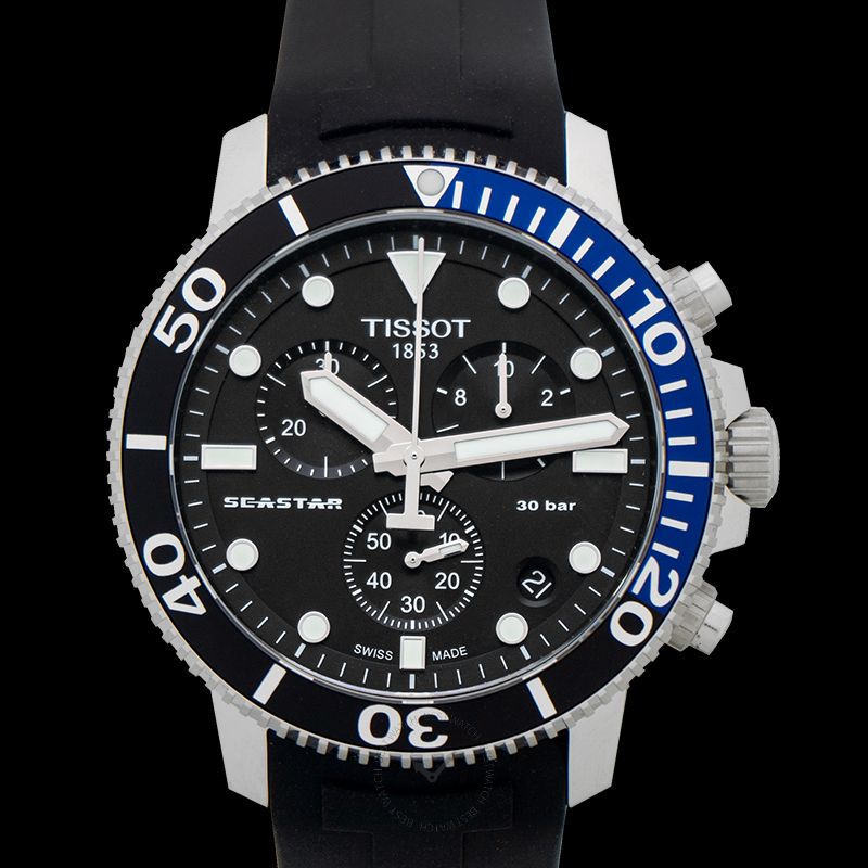 Tissot Seastar 1000 Chronograph Black Dial Black Rubber Strap Watch For Men - T120.417.17.051.02 Buy Now By Tissot
