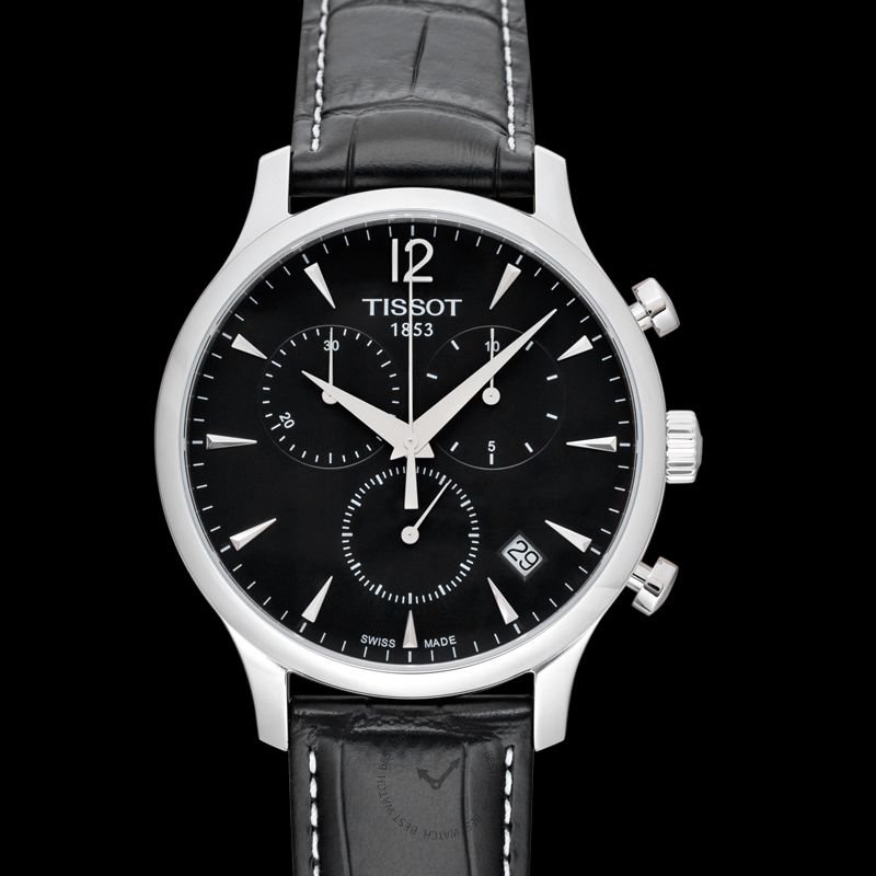 Tissot T Classic Tradition Chronograph Black Dial Black Leather Strap Watch For Men - T063.617.16.057.00 Buy Now By Tissot