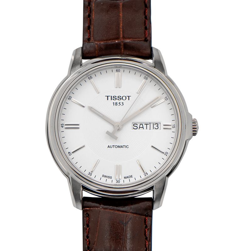 Tissot Automatics III Steel White Dial Brown Leather Strap Watch For Men - T065.430.16.031.00 Buy Now By Tissot