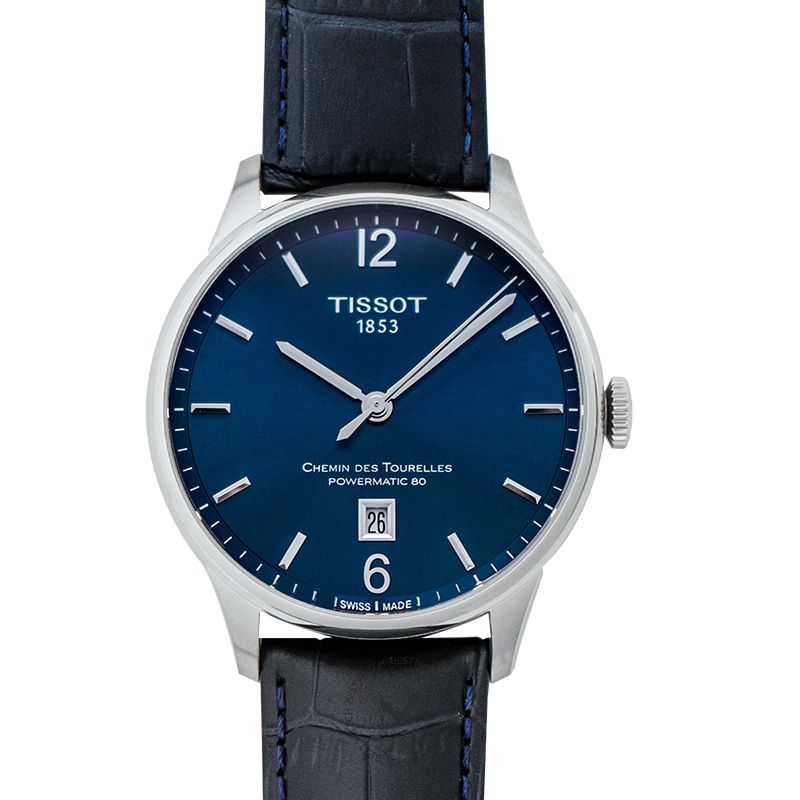 Tissot Chemin Des Tourelles Powermatic 80 Blue Dial Blue Leather Strap Watch for Men - T099.407.16.047.00 Buy Now By Tissot