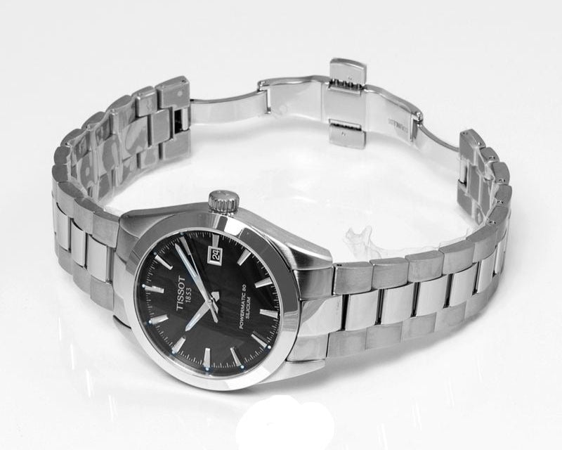 Tissot Gentleman Powermatic 80 Silicium Black Dial Silver Steel Strap Watch For Men - T127.407.11.051.00 Buy Now By Tissot