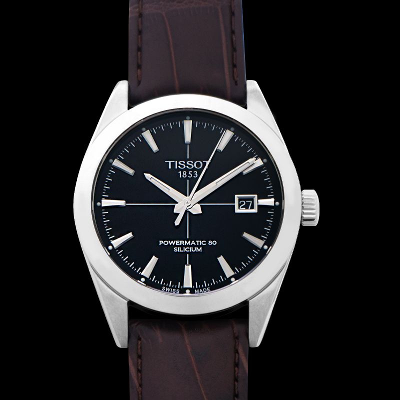 Tissot Gentleman Powermatic 80 Silicium Black Dial Brown Leather Strap Watch For Men - T127.407.16.051.01 Buy Now By Tissot
