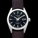 Tissot Gentleman Powermatic 80 Silicium Black Dial Brown Leather Strap Watch For Men - T127.407.16.051.01 Buy Now By Tissot