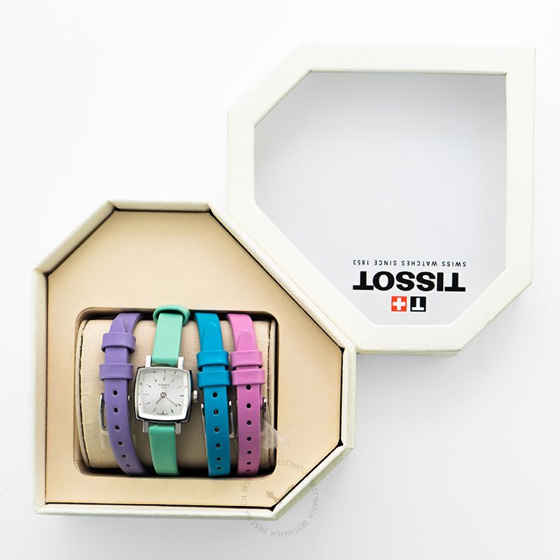 Tissot T Lady Lovely Square Silver Dial Light Green Leather Strap Watch for Women - T058.109.16.031.01 Buy Now By Tissot