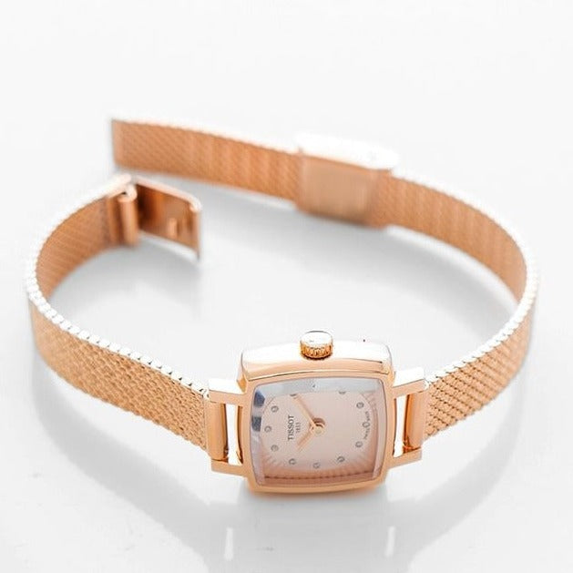 Tissot Lovely Square Lady Quartz Rose Gold Dial Rose Gold Mesh Bracelet Watch For Women - T058.109.33.456.00 Buy Now By Tissot