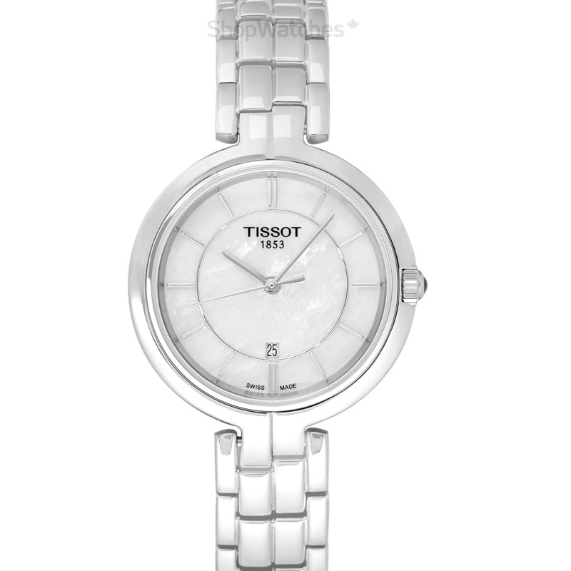 Tissot T Lady Flamingo Mother of Pearl White Dial Silver Steel Strap Watch For Women - T094.210.11.111.00 Buy Now By Tissot
