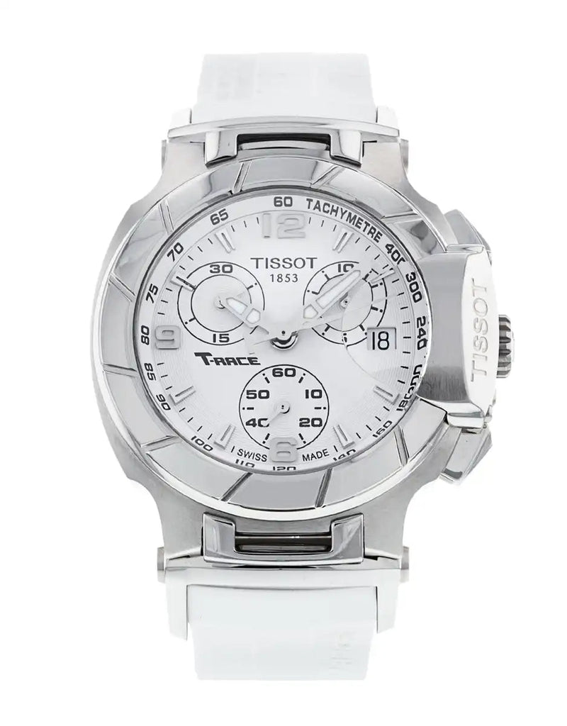 Tissot T Race Lady Chronograph White Dial White Rubber Strap Watch for Women - T048.217.17.017.00 Buy Now By Tissot