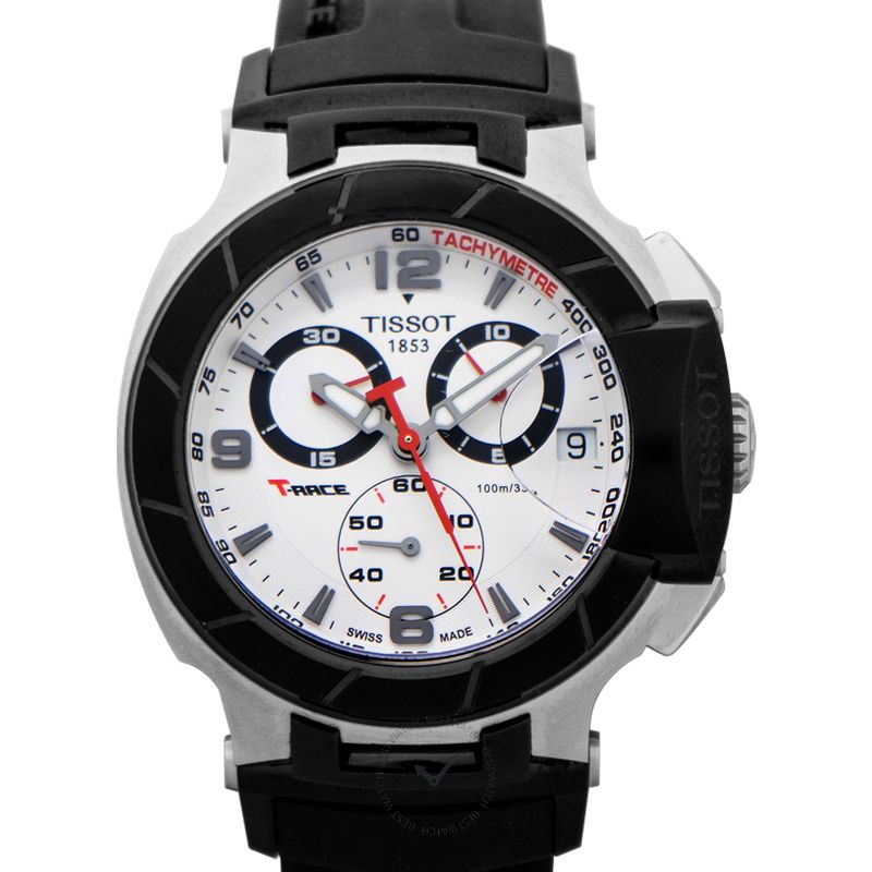 Tissot T Race Chronograph White Dial Black Rubber Strap Watch for Men - T048.417.27.037.00 Buy Now By Tissot