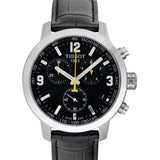 Tissot PRC 200 Chronograph Black Dial Black Leather Strap Watch For Men - T055.417.16.057.00 Buy Now By Tissot