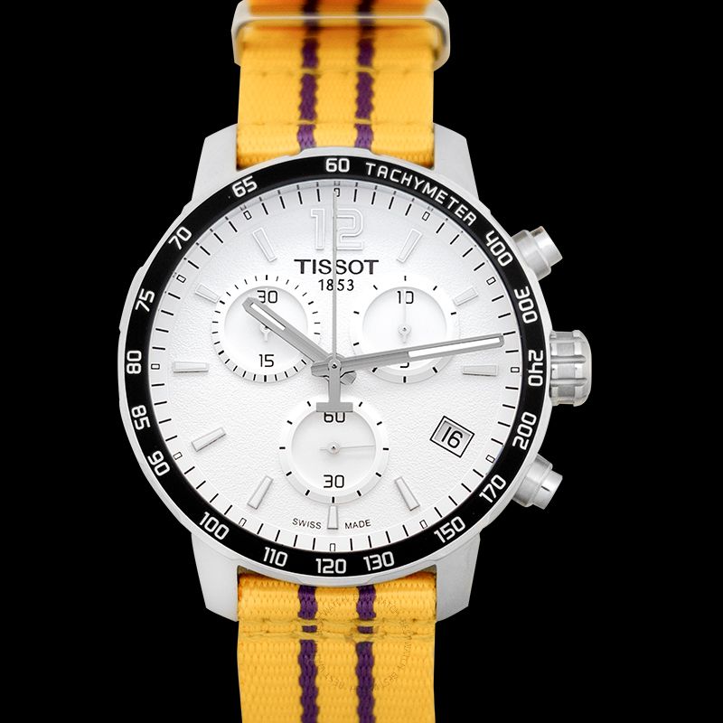 Tissot Quickster Chronograph NBA LA Lakers White Dial Yellow NATO Strap Watch for Men - T095.417.17.037.05 Buy Now By Tissot