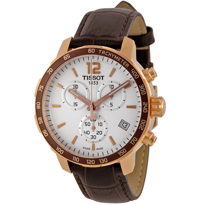 Tissot Quickster Chronograph 42mm White Dial Brown Leather Strap Watch For Men - T095.417.36.037.00 Buy Now By Tissot
