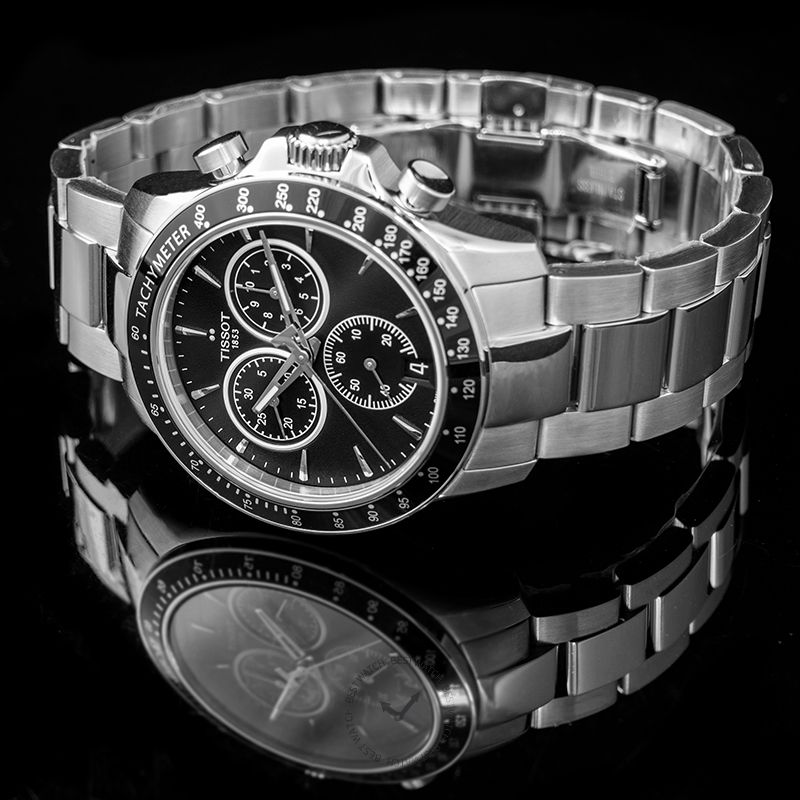 Tissot V8 Quartz Chronograph Black Dial Silver Steel Strap Watch For Men - T106.417.11.051.00 Buy Now By Tissot