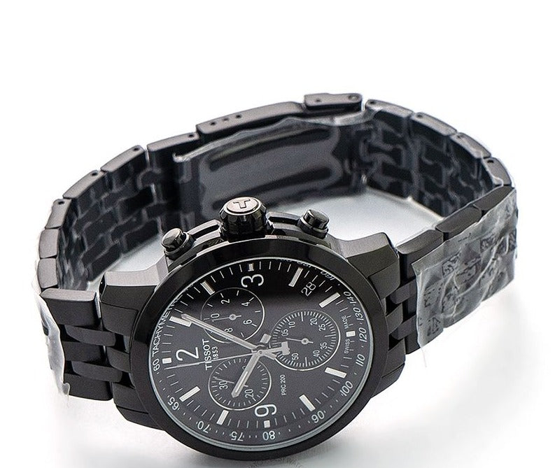 Tissot PRC 200 Chronograph Black Dial Black Steel Strap Watch For Men - T114.417.33.057.00 Buy Now By Tissot