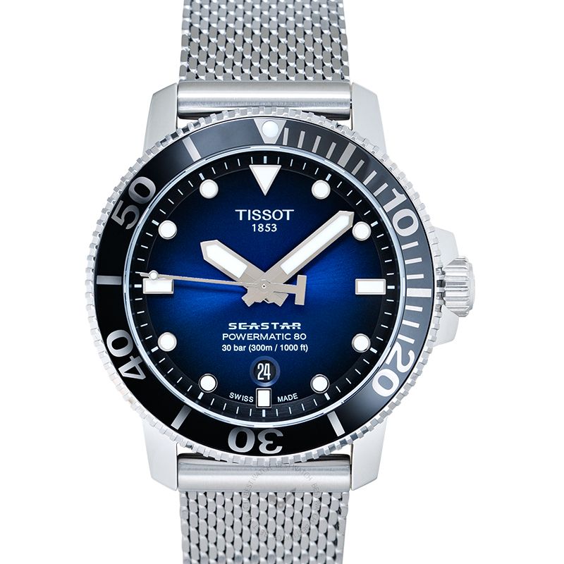 Tissot Seastar 1000 Powermatic 80 Blue Dial SIlver Mesh Bracelet Watch For Men - T120.407.11.041.02 Buy Now By Tissot