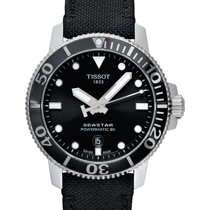 Tissot Seastar 1000 Powermatic 80 Black Dial Black Nylon Strap Watch For Men - T120.407.17.051.00 Buy Now By Tissot