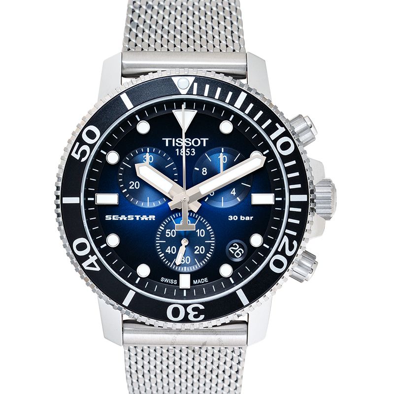Tissot Seastar 1000 Chronograph Blue Dial Silver Mesh Bracelet Watch For Men - T120.417.11.041.02 Buy Now By Tissot