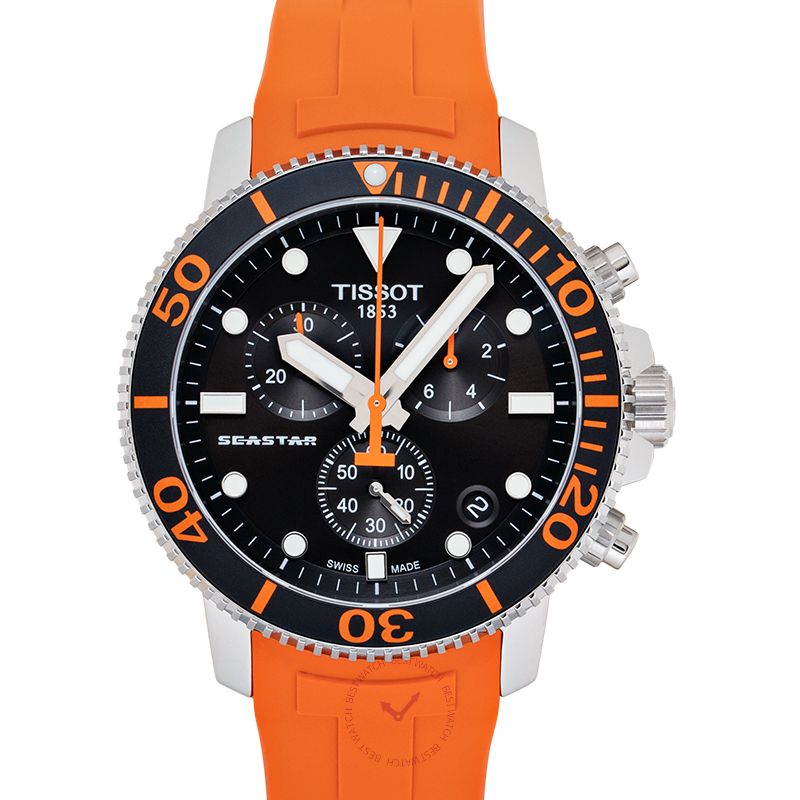 Tissot Seastar 1000 Chronograph Black Dial Orange Rubber Strap Watch For Men - T120.417.17.051.01 Buy Now By Tissot