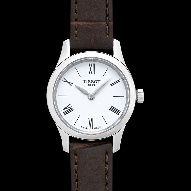 Tissot Tradition 5.5 Lady Silver Dial Brown Leather Strap Watch for Women - T063.009.16.018.00 Buy Now By Tissot