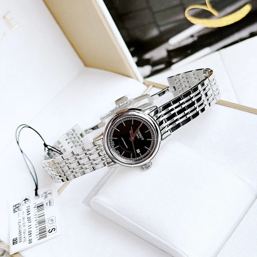 Tissot Carson Automatic Black Dial Silver Steel Strap Watch For Women - T085.207.11.051.00 Buy Now By Tissot
