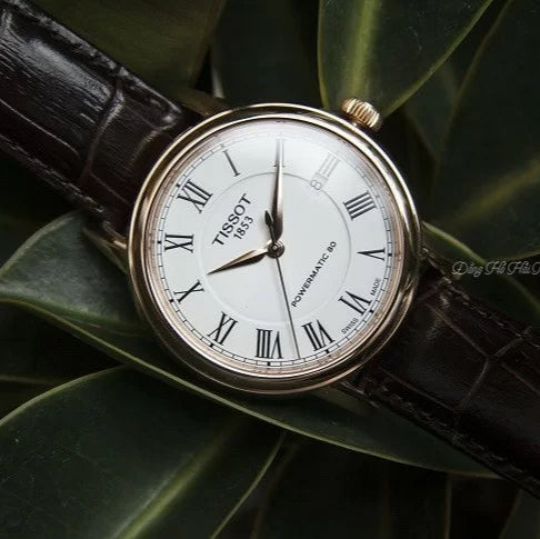 Tissot T Classic Carson Powermatic 80 White Dial Brown Leather Strap Watch for Men - T085.407.36.013.00 Buy Now By Tissot