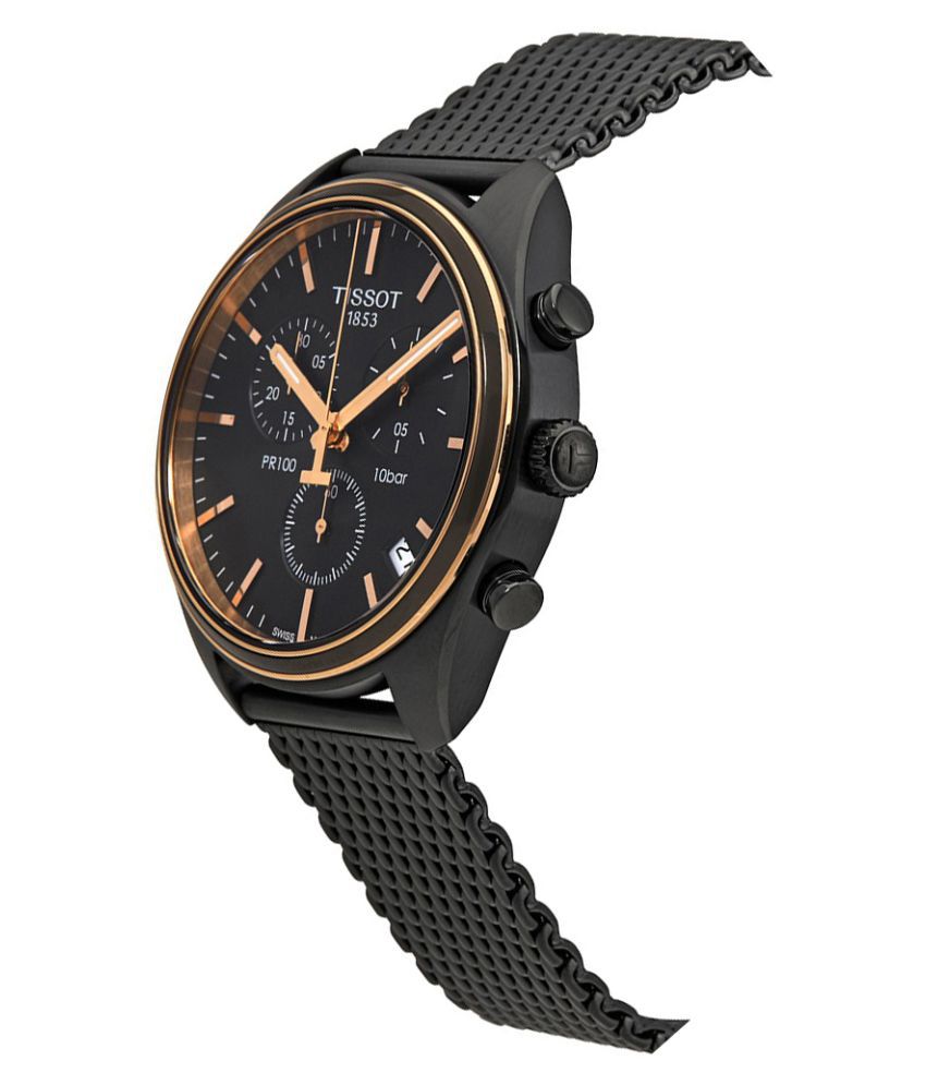 Tissot T Classic PR 100 Chronograph Anthracite Black Dial Black Mesh Bracelet Watch For Men - T101.417.23.061.00 Buy Now By Tissot
