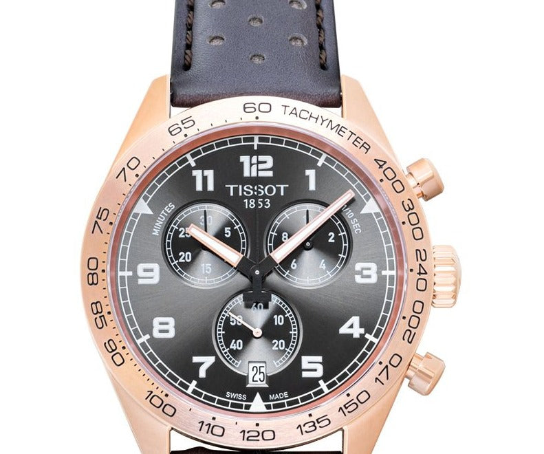 Tissot T Sport PRS 516 Chronograph Grey Dial Grey Leather Strap Watch for Men - T131.617.36.082.00 Buy Now By Tissot
