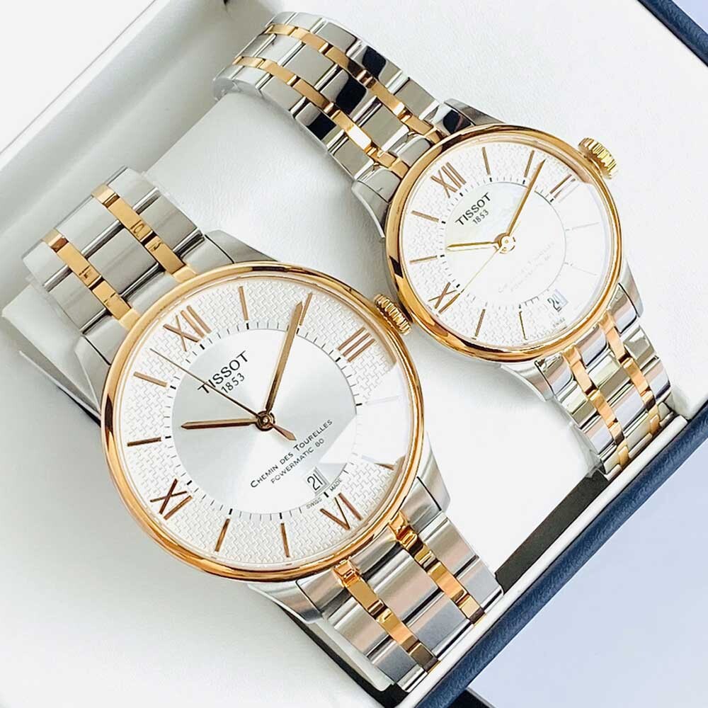 Tissot Chemin Des Tourelles Powermatic 80 Helvetic Price Lady Silver Dial Two Tone Steel Strap Watch For Women - T099.207.22.118.01 Buy Now By Tissot