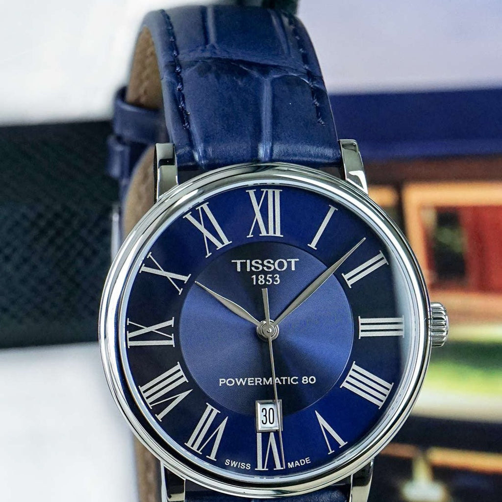 Tissot Carson Premium Powermatic 80 Blue Dial Blue Leather Strap Watch For Men - T122.407.16.043.00 Buy Now By Tissot