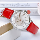 Tissot Chemin Des Tourelles Powermatic 80 Mother of Pearl White Dial Red Leather Strap Watch For Women - T099.207.16.118.00 Buy Now By Tissot