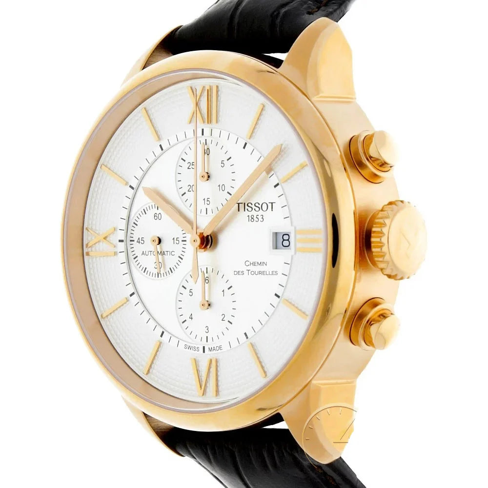 Tissot Des Tourelles Chronograph Silver Dial Brown Leather Strap Watch For Men - T099.427.36.038.00 Buy Now By Tissot