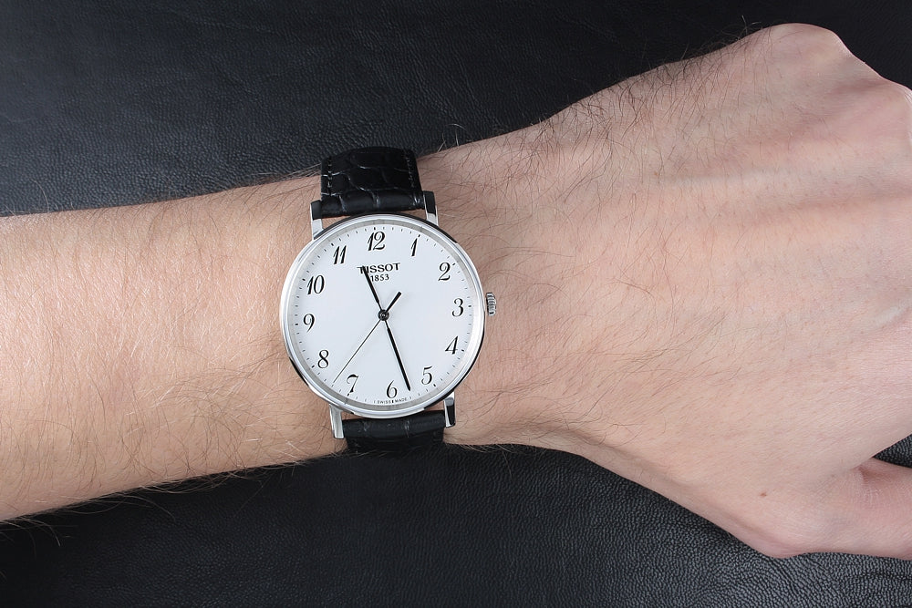 Tissot Everytime Desire Medium White Dial Black Leather Strap Watch For Men - T109.410.16.032.00 Buy Now By Tissot