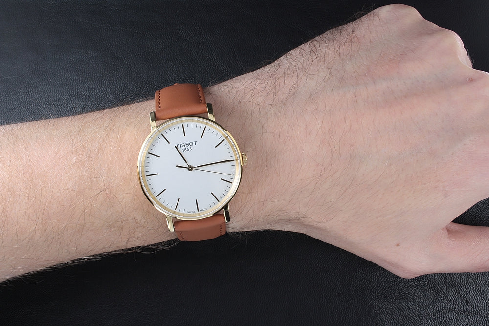 Tissot T Classic Everytime White Dial Brown Leather Strap Watch For Men - T109.410.36.031.00 Buy Now By Tissot