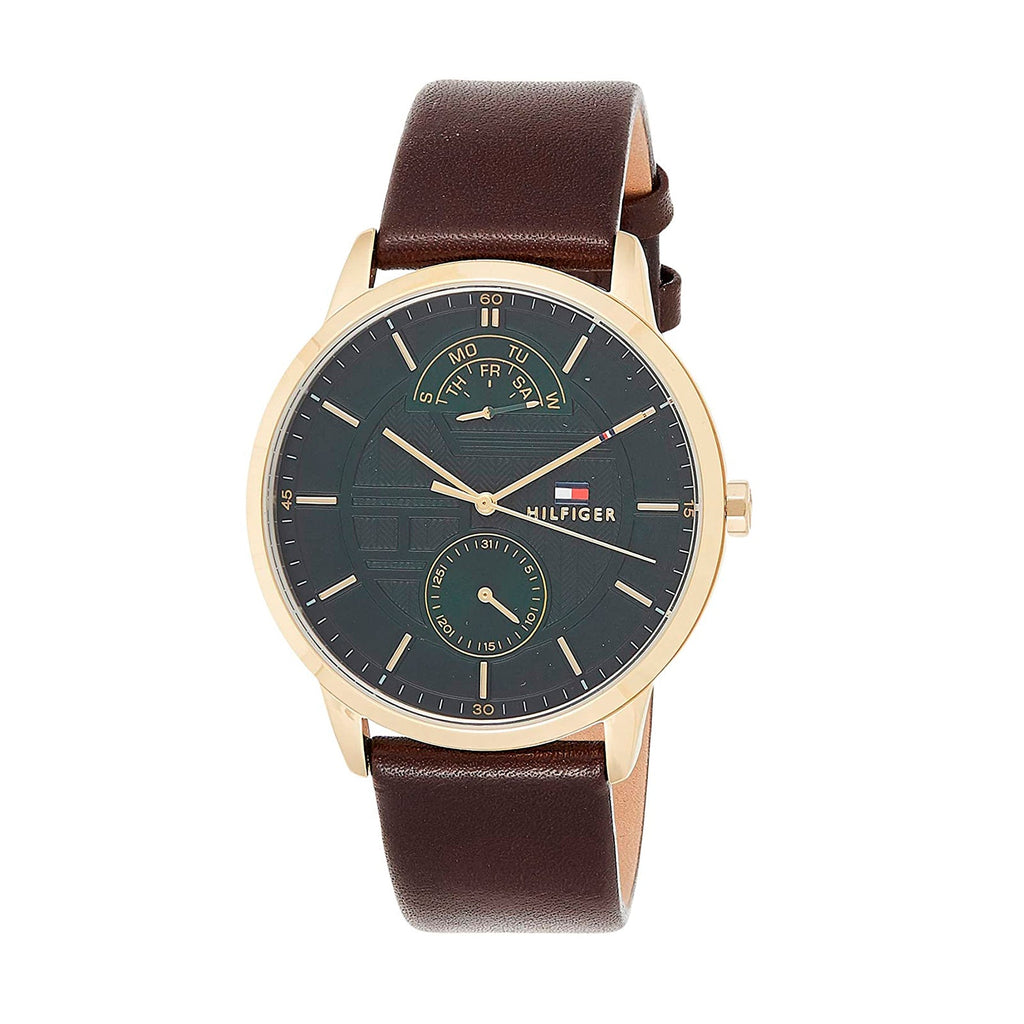 Tommy Hilfiger Hunter Green Dial Brown Leather Strap Watch for Men - 1791607 Buy Now By Tommy Hilfiger