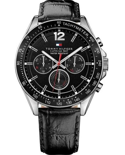 Tommy Hilfiger Luke Quartz Black Dial Black Leather Strap Watch for Men - 1791117 Buy Now By Tommy Hilfiger