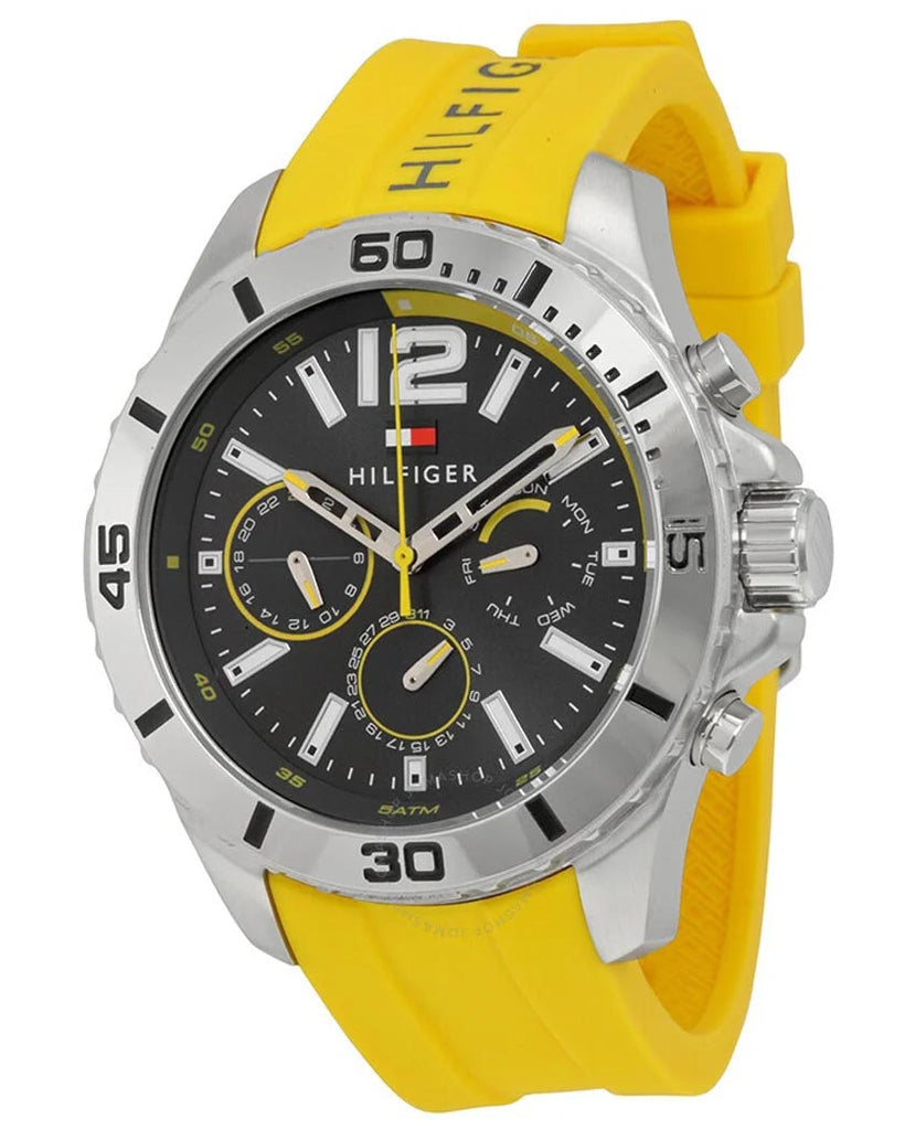 Tommy Hilfiger Sports Multifunction Black Dial Yellow Rubber Strap Watch for Men - 1791144 Buy Now By Tommy Hilfiger