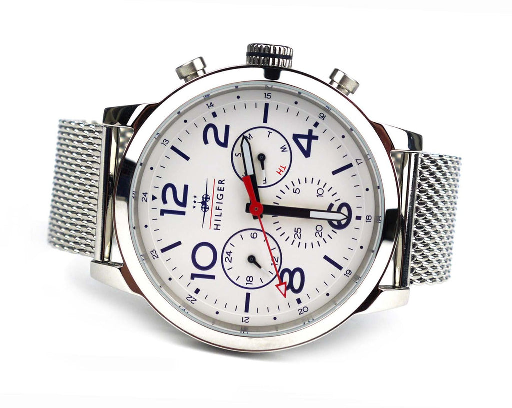 Tommy Hilfiger Jake Quartz White Dial Silver Mesh Bracelet Watch for Men - 1791233 Buy Now By Tommy Hilfiger