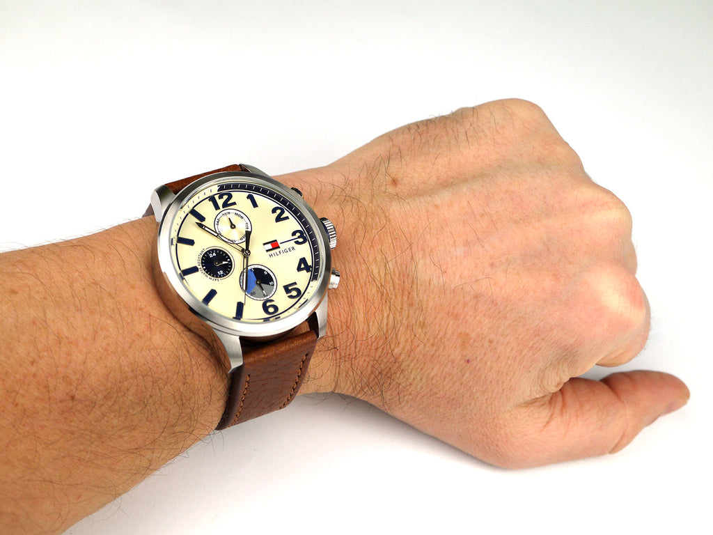 Tommy Hilfiger Jackson Multi-Function Silver Dial Brown Leather Strap Watch for Men - 1791239 Buy Now By Tommy Hilfiger