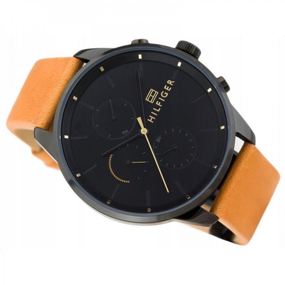 Tommy Hilfiger James Quartz Black Dial Brown Leather Strap Watch For Men - 1791486 Buy Now By Tommy Hilfiger