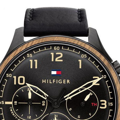 Tommy Hilfiger Asher Chronograph Black Dial Black Leather Strap Watch For Men - 1791854 Buy Now By Tommy Hilfiger