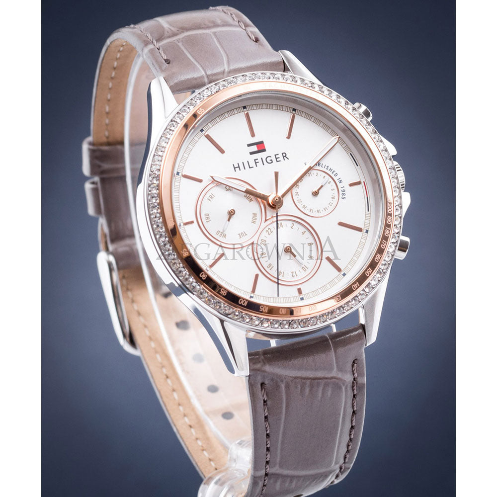 Tommy Hilfiger Ari Diamonds White Dial Grey Leather Strap Watch for Women - 1781980 Buy Now By Tommy Hilfiger