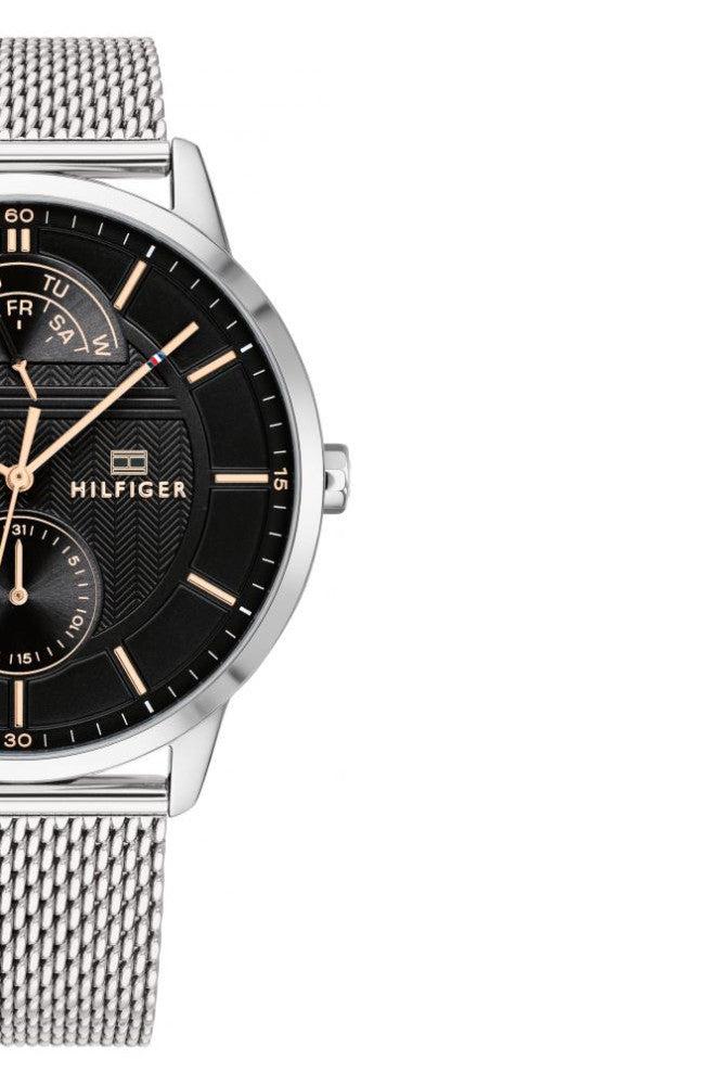 Tommy Hilfiger Hunter Quartz Black Dial Silver Steel Strap Watch for Men - 1791610 Buy Now By Tommy Hilfiger