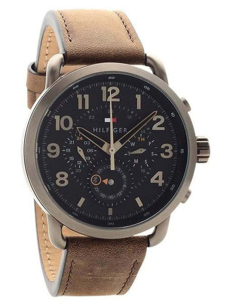 Tommy Hilfiger Briggs Chronograph Black Dial Brown Leather Strap Watch for Men - 1791425 Buy Now By Tommy Hilfiger