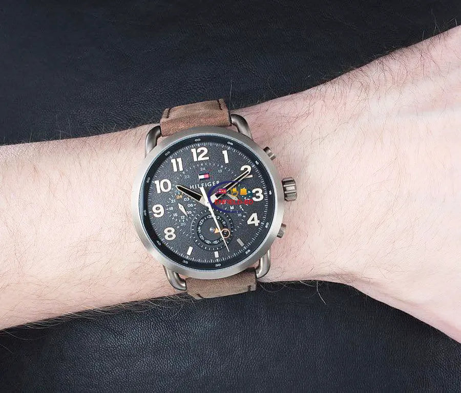 Tommy Hilfiger Briggs Chronograph Black Dial Brown Leather Strap Watch for Men - 1791425 Buy Now By Tommy Hilfiger