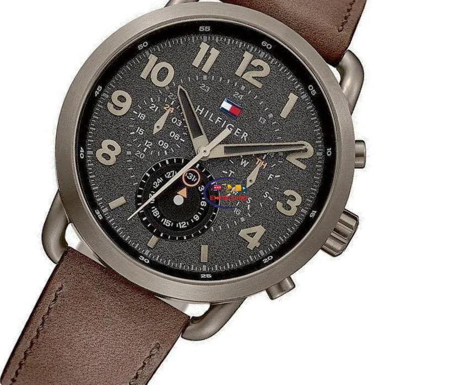 Tommy Hilfiger Briggs Chronograph Black Dial Brown Leather Strap Watch for Men - 1791425 Buy Now By Tommy Hilfiger