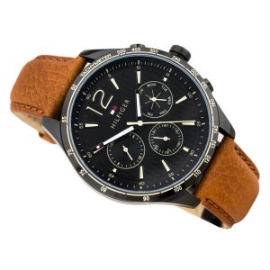 Tommy Hilfiger Gavin Chronograph Quartz Black Dial Brown Leather Strap Watch for Men - 1791470 Buy Now By Tommy Hilfiger