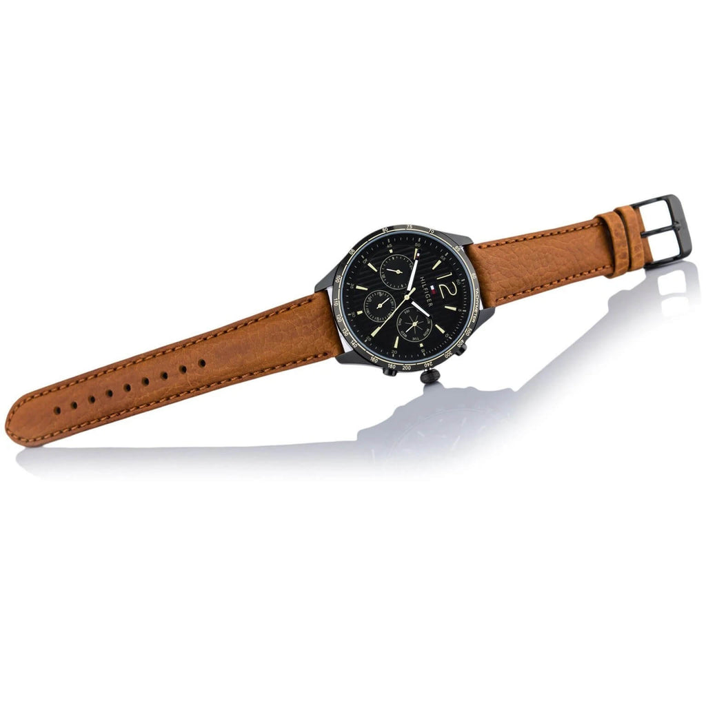Tommy Hilfiger Gavin Chronograph Quartz Black Dial Brown Leather Strap Watch for Men - 1791470 Buy Now By Tommy Hilfiger