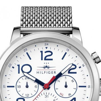 Tommy Hilfiger Jake Quartz White Dial Silver Mesh Bracelet Watch for Men - 1791233 Buy Now By Tommy Hilfiger
